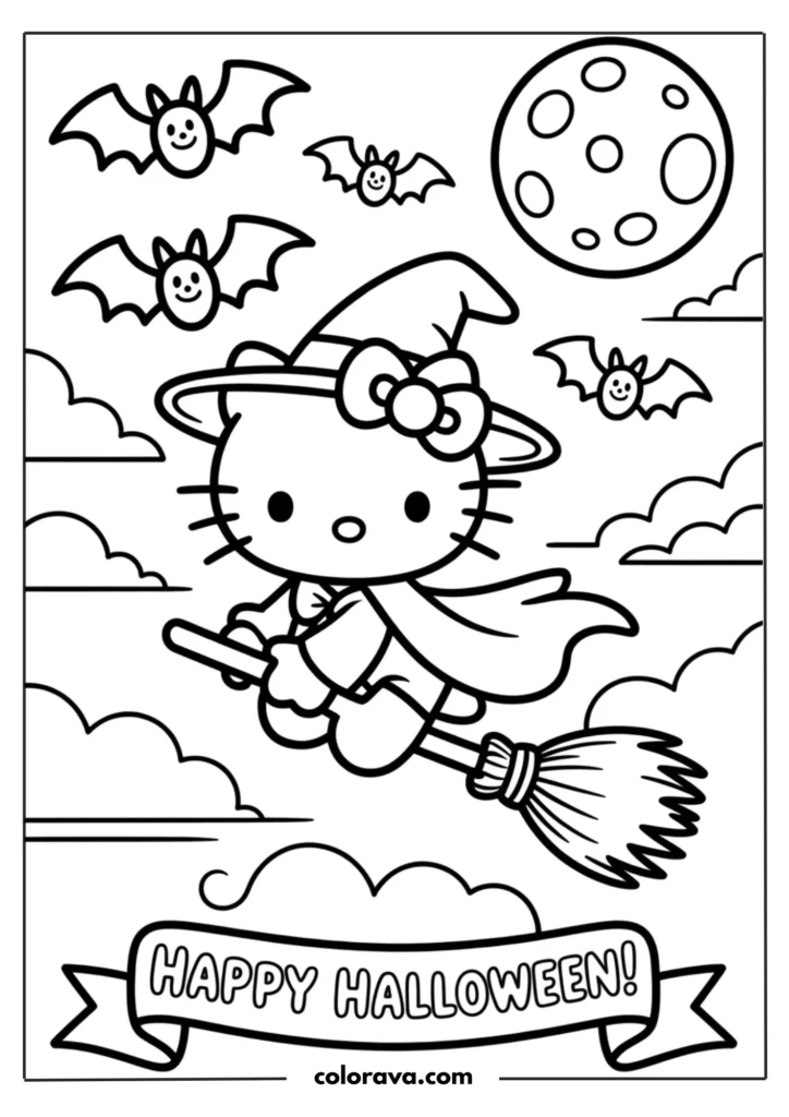 halloween hello kitty coloring pages