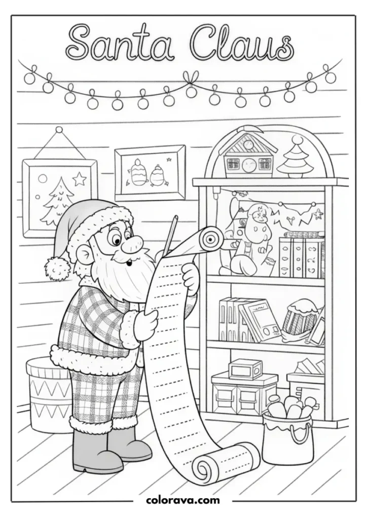 Santa checking his gift list