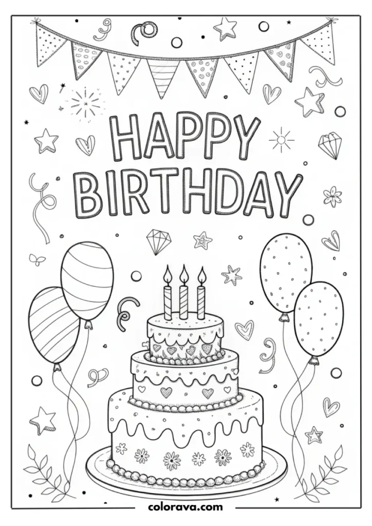 Happy Birthday Coloring Pages Happy Birthday Coloring Pages