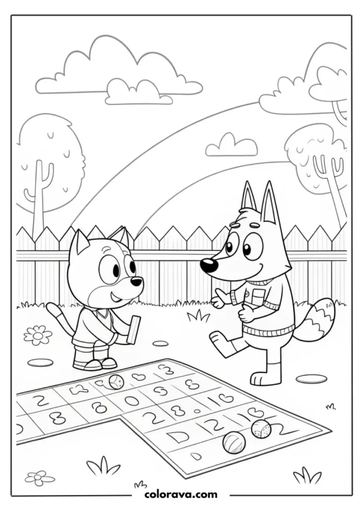 Bluey and Bingo Coloring Pages
