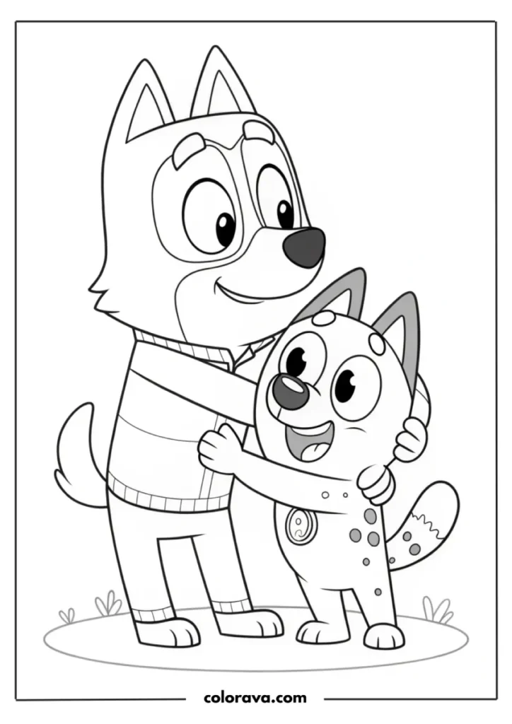 Bluey and Bingo Coloring Pages