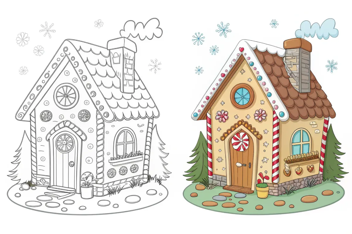 gingerbread house coloring page