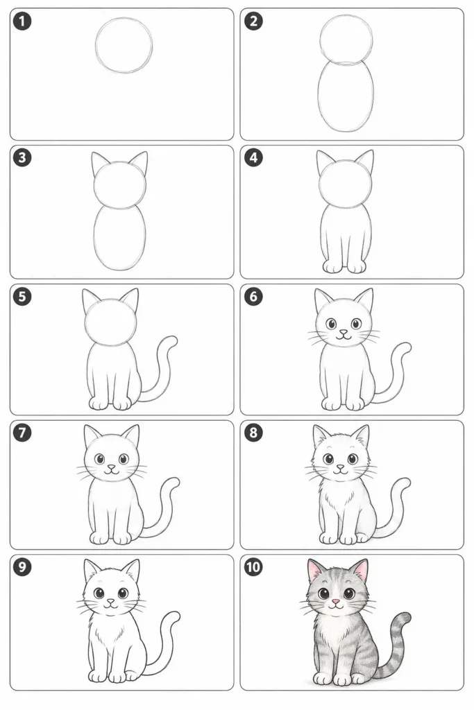 how to draw a cat tutorial