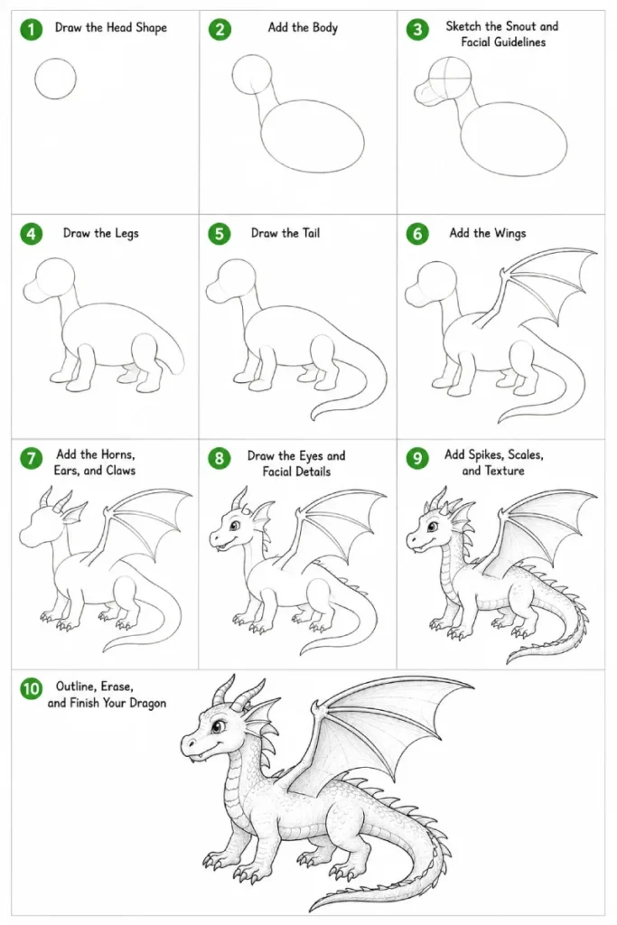 how to draw a dragon easy tutorial